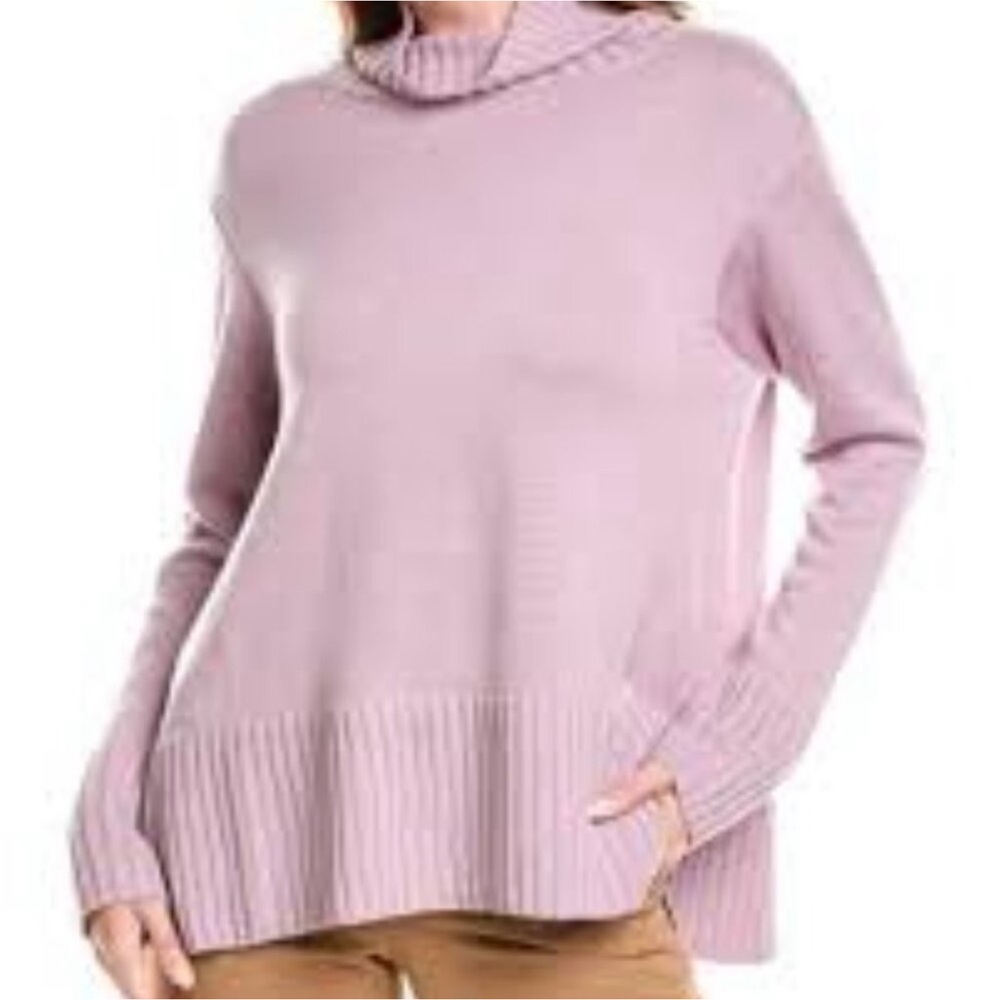 Eileen Fisher Sweater Womens M Pink Italian Merino Wool Relaxed Turtleneck Tunic - Picture 2 of 12